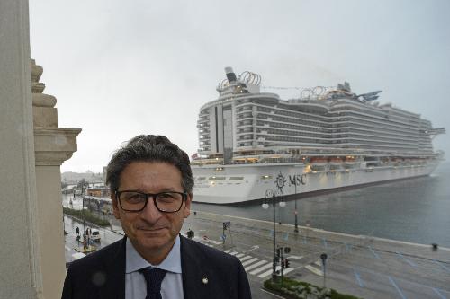 Zeno D'Agostino (Presidente Autorità sistema portuale Mare Adriatico Orientale) durante cerimonia di maiden call per l'attracco della Msc Seaside - Trieste 30/11/2017